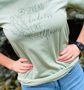 Spread Kindness Like Wildflowers Bella Canvas Mint T-shirt