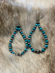 Navajo Pearl & Turquoise Earrings ~ Beautiful Tear Drop Dangles